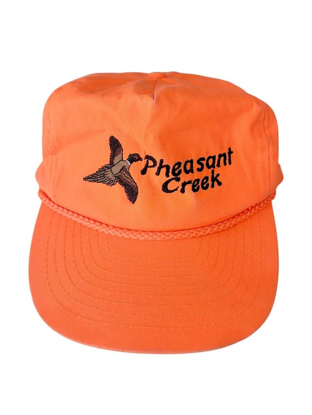 Vintage Blaze Orange Pheasant Embroidered Bird Cap Snap Back